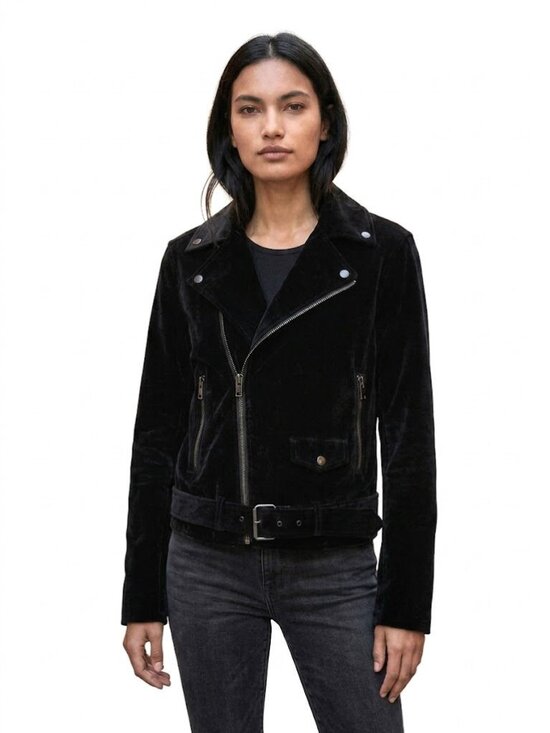 Nordstrom Jackets & Blazers - Nordstrom Signature Velvet Moto Biker Jacket, Black, Womens Size Large
